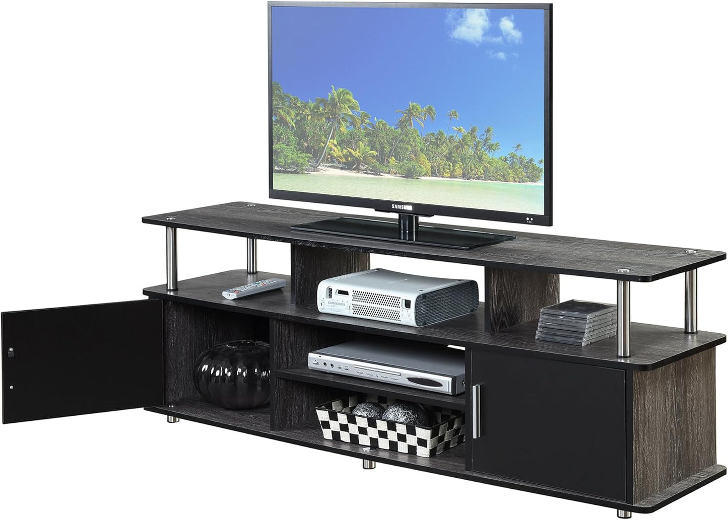 Designs2Go 60" Monterey TV Stand, Weathered Gray / Black