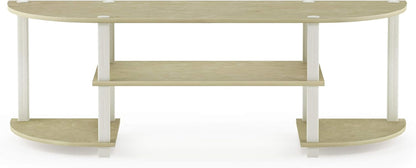 Turn-S-Tube Wide TV Entertainment Center, Cream Faux Marble/White