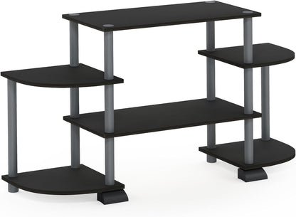 Turn-N-Tube Rounded Corner TV Entertainment Center, Black/Grey